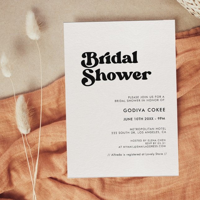 Stylish retro black & white Bridal shower Invitation (Creator Uploaded)