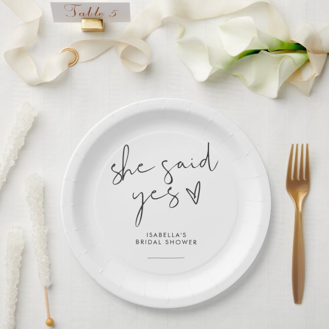 Stylish retro black & white Bridal shower  Paper Plate (Wedding)