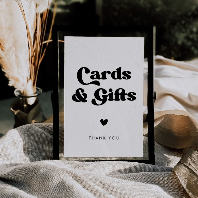 Stylish retro black & white Cards & Gifts sign (Creator Uploaded)