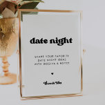 Stylish retro black & white Date night ideas sign<br><div class="desc">Date night ideas for the newlyweds sign. A retro chic theme: adopt this slightly vintage and stylish typographic design for your wedding stationery,  with a classic black and white theme. Customisable text colours and backgrounds.</div>