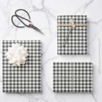 Stylish Retro Black White Gingham Plaid Pattern