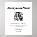 Stylish retro black & white Honeymoon fund QR code Poster<br><div class="desc">A retro chic theme: adopt this slightly vintage and stylish typographic design for your wedding stationery,  with a classic black and white theme. Customisable text,  colours and backgrounds. Replace the QR code with your own to give your guests access to your digital wishing well.</div>