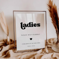 Stylish Retro Black & White Ladies Bathroom Sign