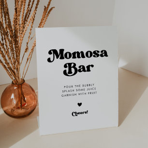 Stylish retro black & white Momosa bar Pedestal Sign