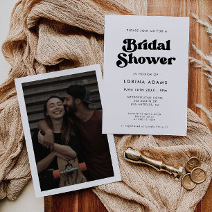 Stylish retro black & white Photo bridal shower Invitation