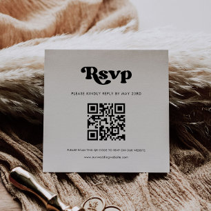 Stylish retro black & white QR code RSVP response Enclosure Card