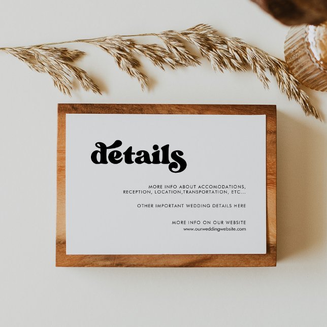 Stylish retro black & white wedding details card (Creator Uploaded)
