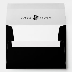 Stylish retro black & white wedding envelope