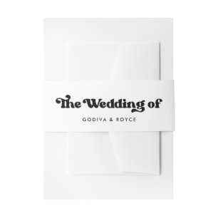Stylish retro black & white wedding invitation belly band