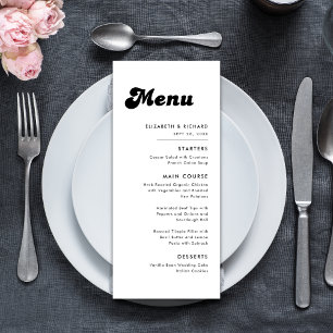 Stylish Retro Black & White Wedding Menu