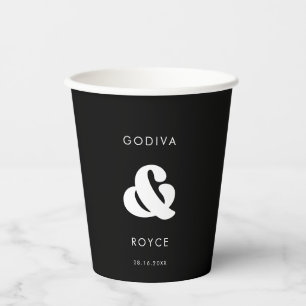 Stylish retro black & white wedding paper cups