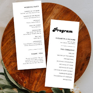 Stylish Retro Black & White Wedding Program
