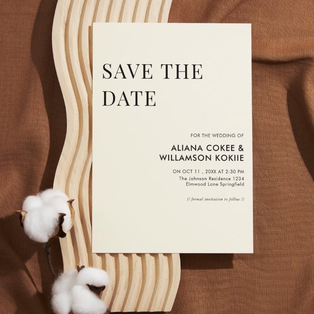 Stylish retro black & white wedding save the date invitation (Creator Uploaded)