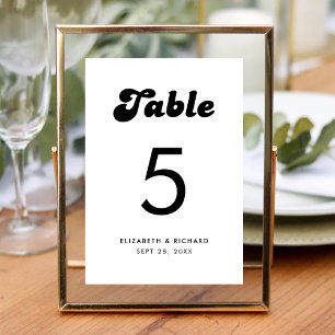 Stylish Retro Black & White Wedding Table Number