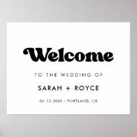 Stylish retro black & white Welcome to our wedding