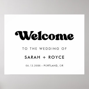 Stylish retro black & white Welcome to our wedding Poster