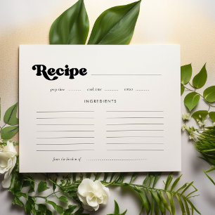 Stylish retro Bridal shower recipe card