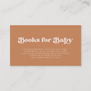 Stylish retro Brown Baby shower book request card