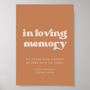Stylish retro Brown In loving memory wedding sign