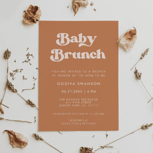 Stylish retro Brown sugar Baby Brunch Invitation