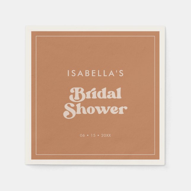 Stylish retro Brown sugar Bridal Shower Napkin (Front)