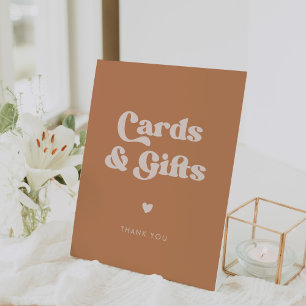 Stylish retro Brown sugar Cards & Gifts wedding Pedestal Sign