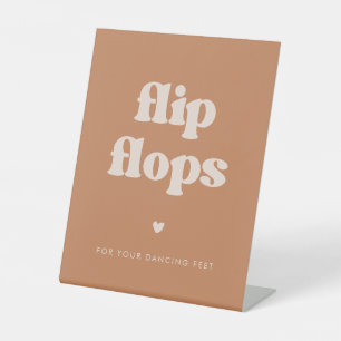 Stylish retro Brown sugar Flip Flops wedding Pedestal Sign
