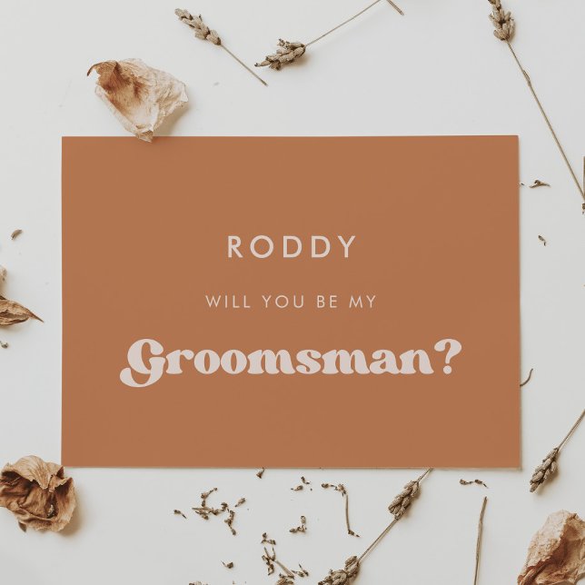 Stylish retro brown sugar groomsman proposal card (Creator Uploaded)
