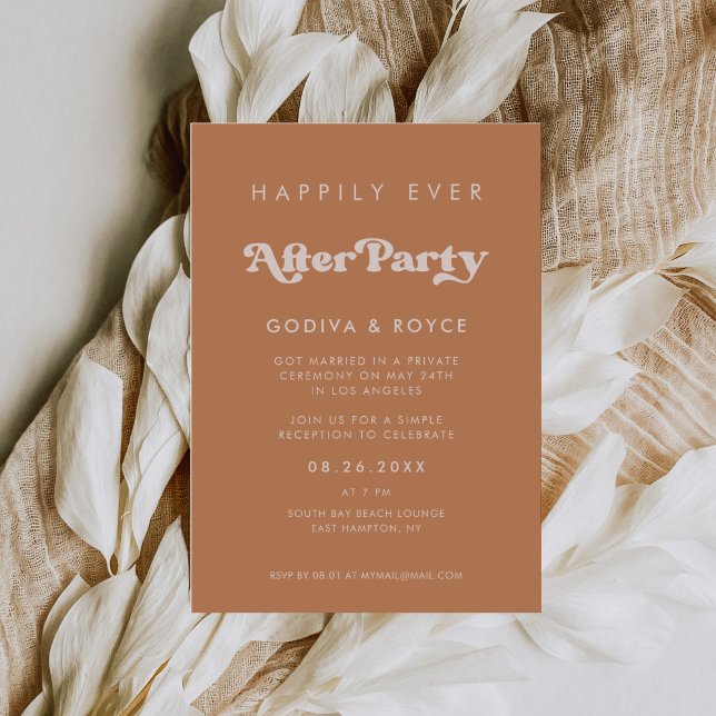 Stylish retro brown sugar Happily ever after party Invitation (Creator Uploaded)