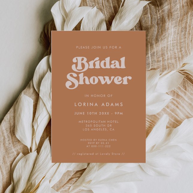 Stylish retro Brown sugar Photo bridal shower Invitation (Creator Uploaded)