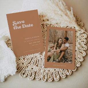 Stylish retro Brown sugar Photo Save The Date