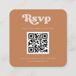 Stylish retro brown sugar QR code RSVP response Enclosure Card