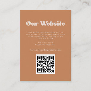 Stylish retro Brown sugar QR code wedding website Enclosure Card