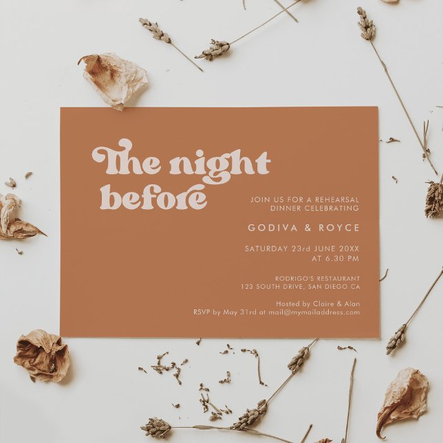 Stylish retro brown sugar The night before Invitation (Creator Uploaded)