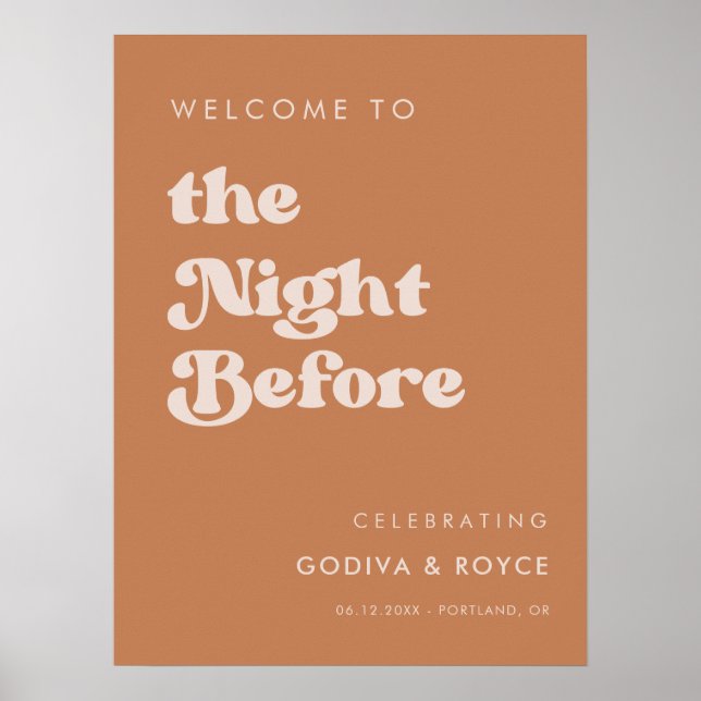 Stylish retro Brown sugar The Night before Welcome Poster (Front)