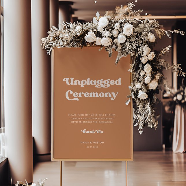 Stylish retro brown sugar Unplugged ceremony Poster (Creator Uploaded)