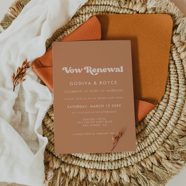 Stylish retro brown sugar Vow renewal Invitation (Creator Uploaded)