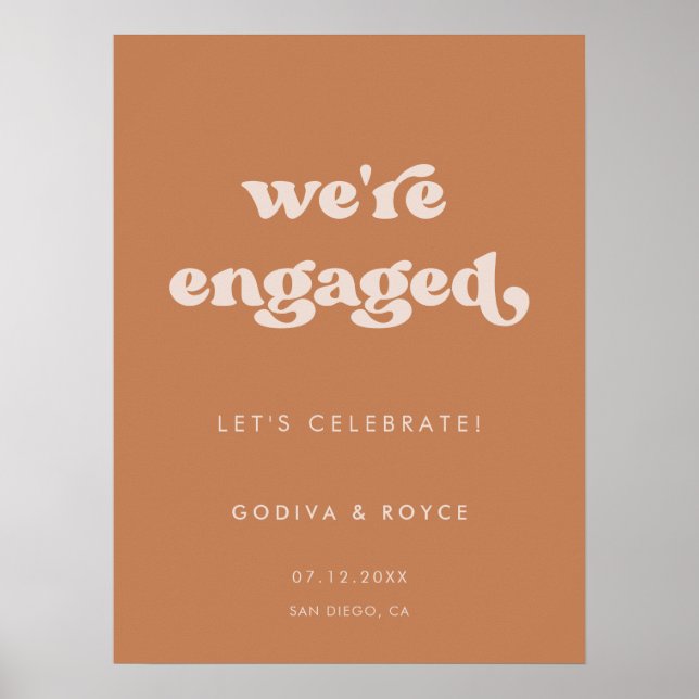 Stylish retro Brown sugar We are engaged Poster (Front)