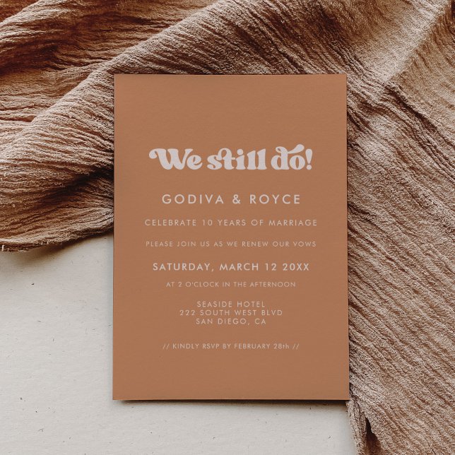 Stylish retro brown sugar We still do Vow renewal Invitation (Creator Uploaded)