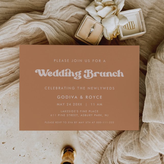 Stylish retro brown sugar wedding Brunch Invitation (Creator Uploaded)
