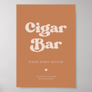 Stylish retro Brown sugar Wedding Cigar Bar sign