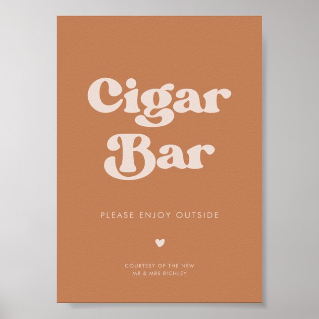 Stylish retro Brown sugar Wedding Cigar Bar sign (Front)