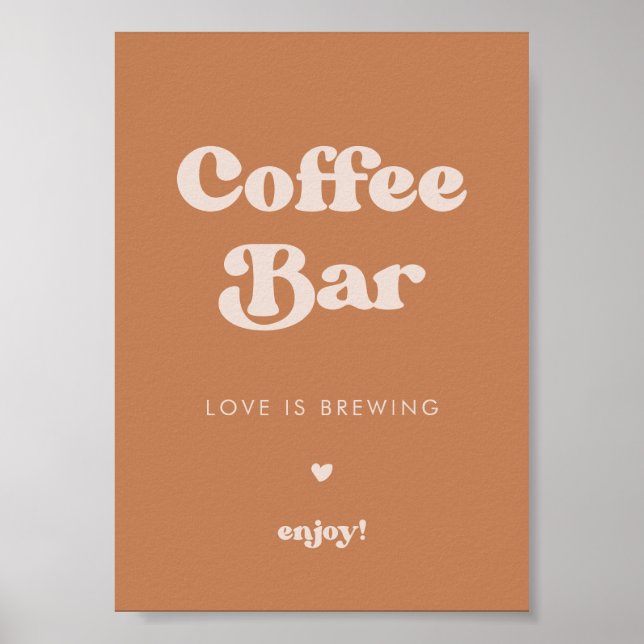Stylish retro Brown sugar Wedding Coffee Bar sign (Front)
