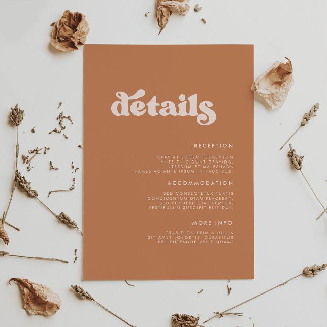 Stylish retro brown sugar wedding details enclosure card (Creator Uploaded)