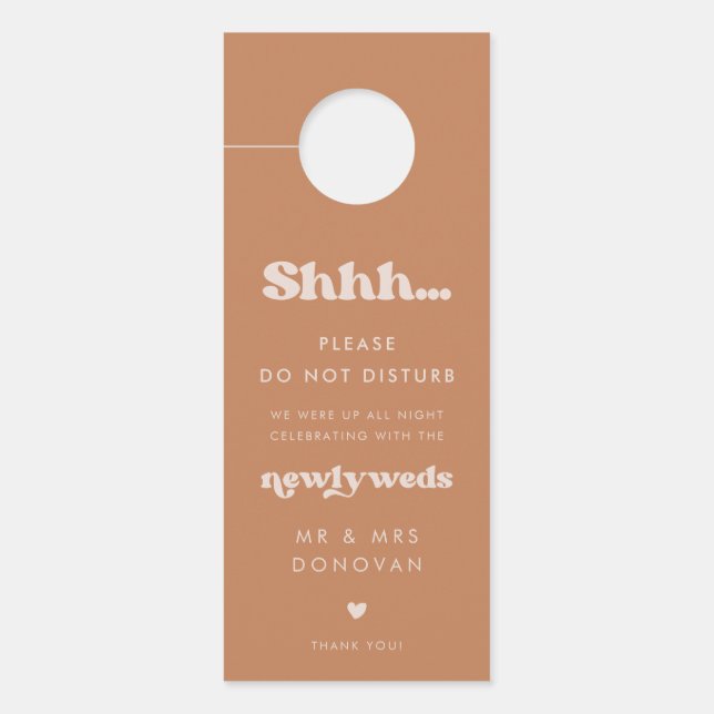 Stylish retro Brown sugar Wedding Do not disturb Door Hanger (Front)