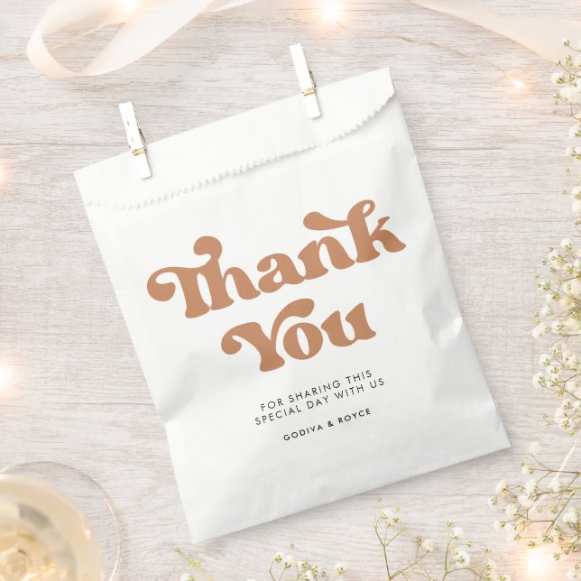 Stylish retro Brown sugar Wedding Favour Bags (Clipped)