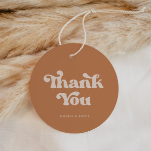 Stylish retro brown sugar wedding favour tags