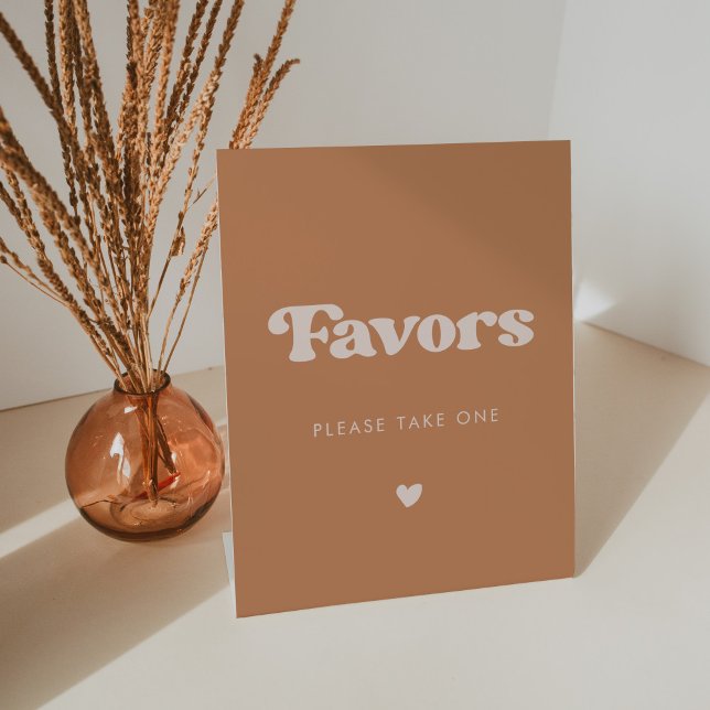 Stylish retro Brown sugar Wedding Favours Pedestal Sign (Creator Uploaded)