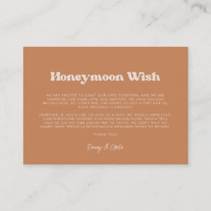 Stylish retro Brown sugar Wedding Honeymoon wish Enclosure Card