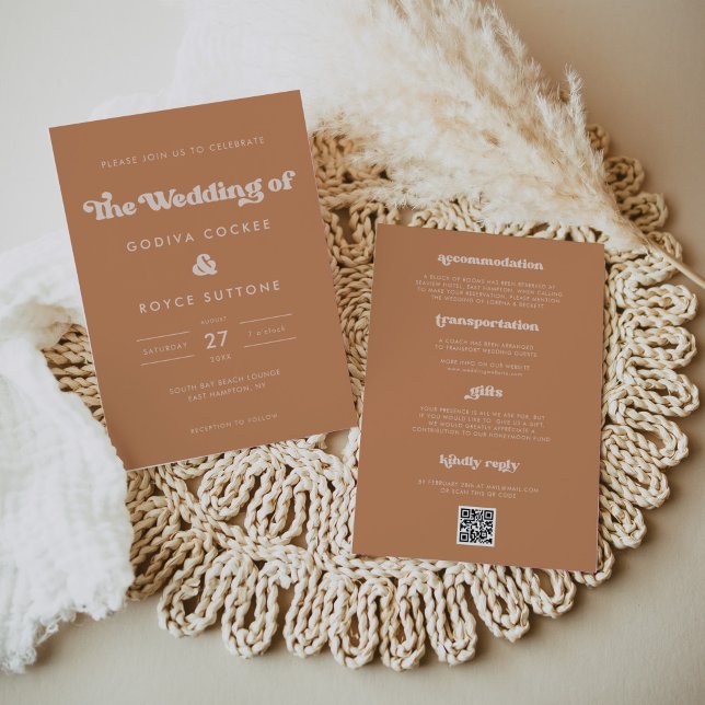 Stylish retro brown sugar wedding invitation (Creator Uploaded)